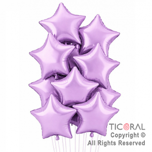SET DE GLOBOS METALIZADOS ESTRELLA LILA x 10 UNIDADES